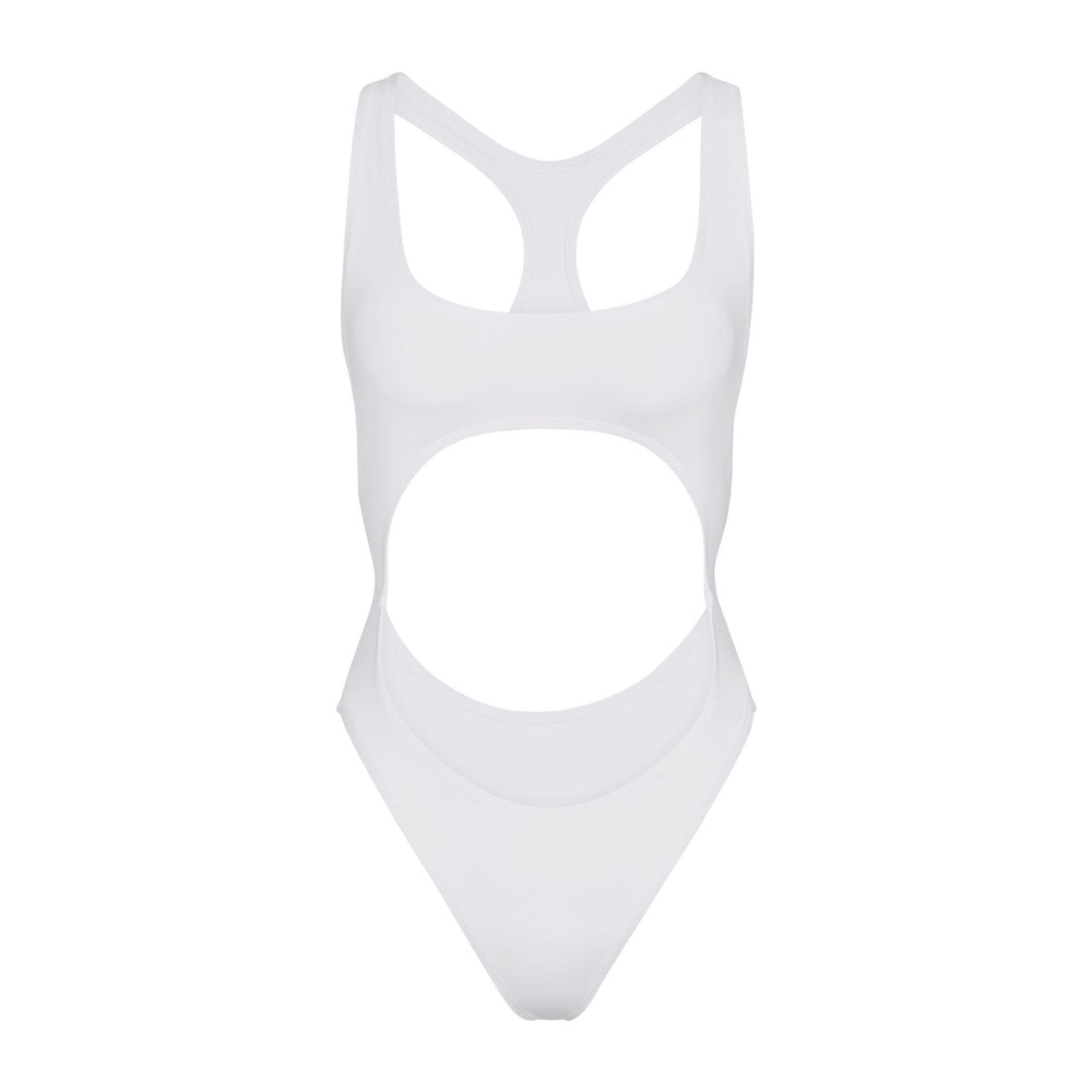 NWT SKIMS SIGNATURE SWIM CUTOUT MONOKINI IN MARBLE SIZE XS